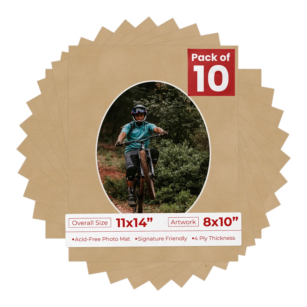 Beige Suede Mat Board for 11x14 Frames - Oval Opening for 8x10 Photos